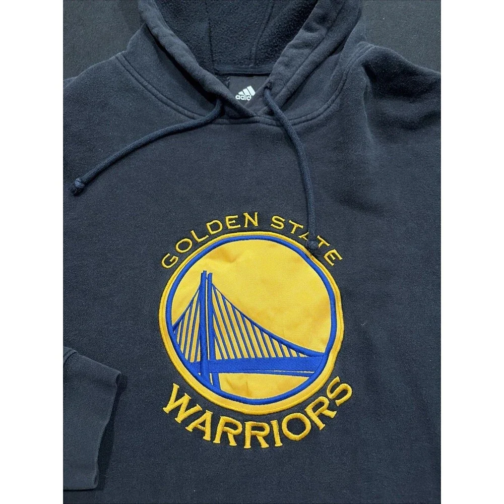 Adidas Golden State Warriors Hoodie Mens Sz Medium Black Logo Cotton Curry Green